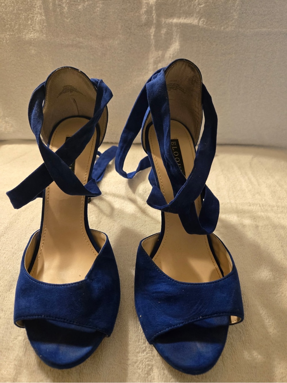 Eloquii Cobalt Blue Suede Lace-Up Heels